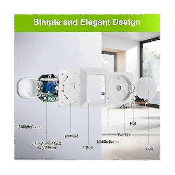 LED Dimmer Switch, Infälld Dimmer För Dimbar LED Och Halogen, 5-300 W Dimmer Switch LED, Ph