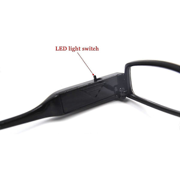 2-pack nattläsglasögon LED-läsare unisex rektangulära svarta (+2.25)