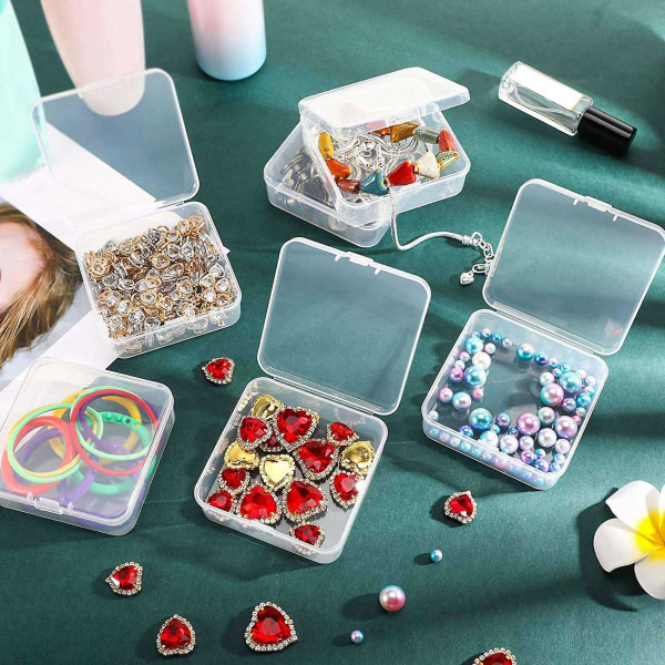 36 stykker, gjennomsiktig minioppbevaringsboks i plast for å samle små gjenstander, perler, smykker, visittkort