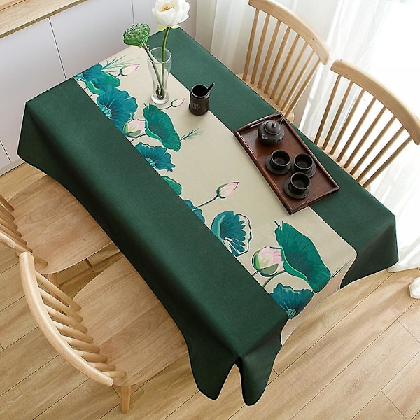 Duk, rektangulær, flekkbestandig trykk, polyester, vaskbar duk for buffetbord, høytidsmiddag, innendørs og utendørs bruk (55 tommer)