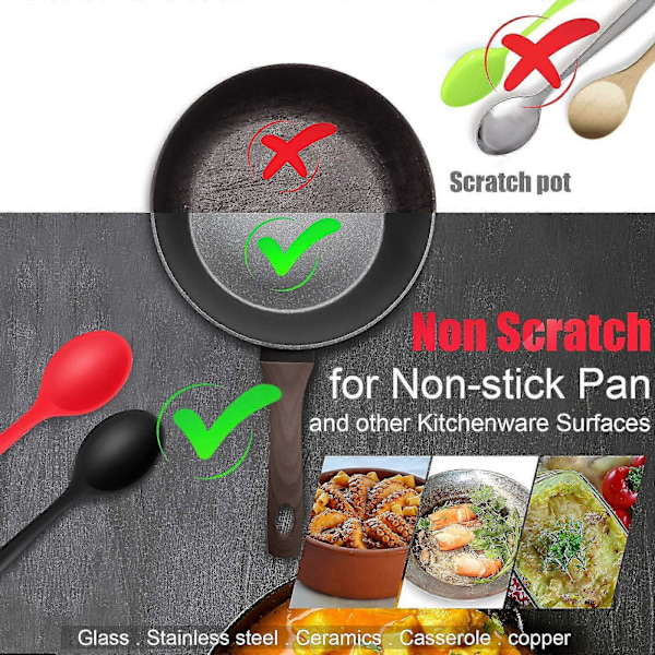 6 stycken Små Flerfärgade Silikon Skedar Nonstick Köksked Silikon Serveringssked Omrörning