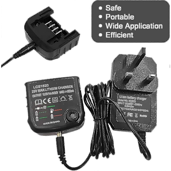 Li-ion Batteriladdare för Black & Decker 18v Li-ion Batteri LCS1620 Laddare