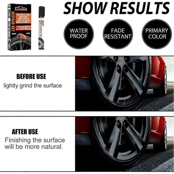 Reparationspen til ridser på bilfælge, lakstift, sort biltilbehørssæt 1pcs
