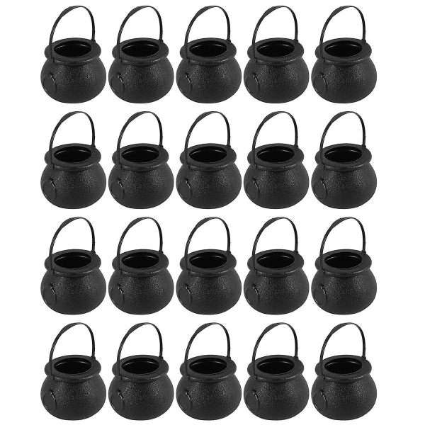 20 pcs Mini Candy Kettles Witch Skeleton Cauldron Holder Pot with Handle for Halloween Easter St Patrick's Day Party