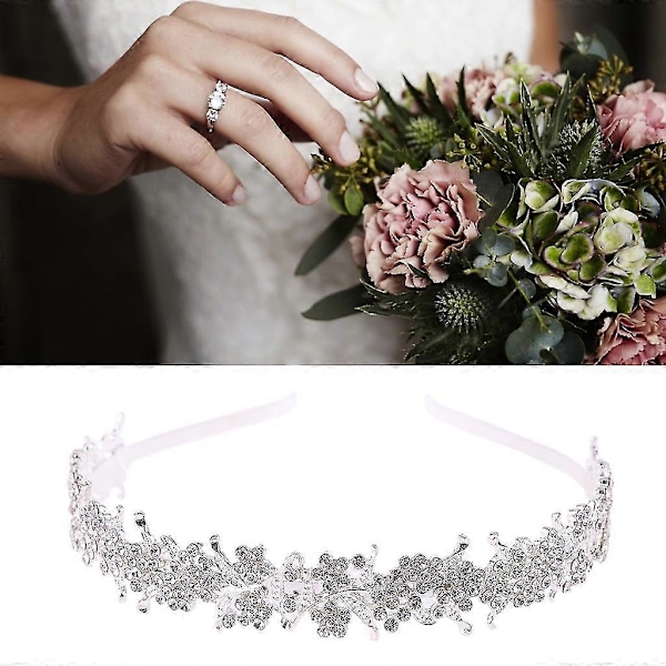 Glittrande Blomma Blad Bröllop Brud Blomsterflicka Tiara Nytt Mode