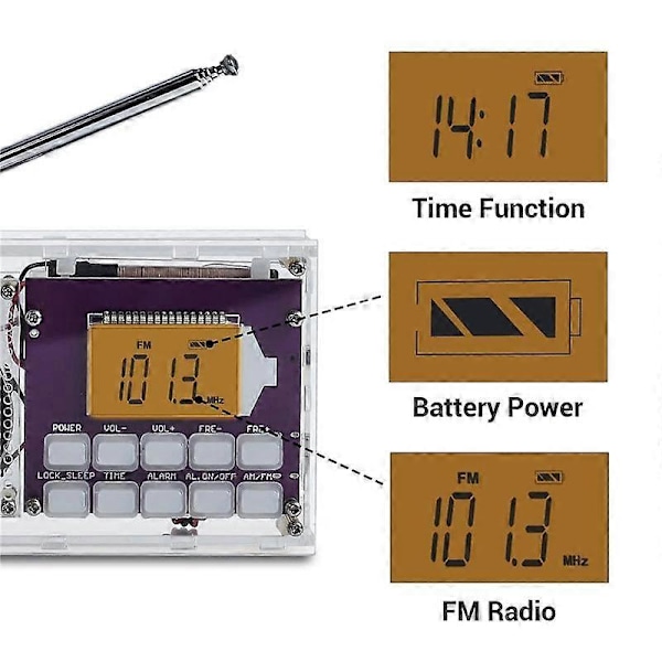 DIY Digitalradiokit med klocka FM 87-108MHZ Digitalradio LCD-display Monteringssats för student ST