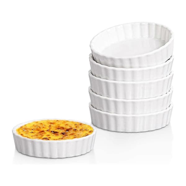 142 g Creme Brulee Ramekins, Runde Flutede Tærteforme, Ovnfaste Ramekins til Bagning, Souffle, Ramekins 6-pak