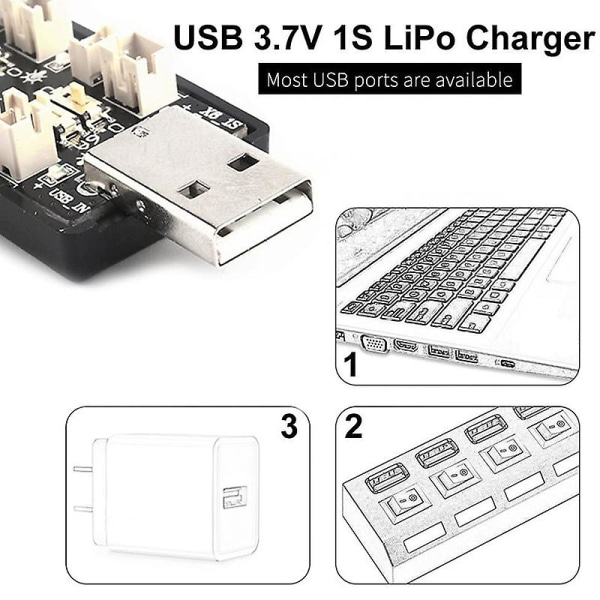 1s Lipo Batteri USB-lader 3.7v/4.20v 6 Kanaler 1s Lipo Lader - Jst 1.25 Jst-ph 2.0 Mcx Mcpx Con