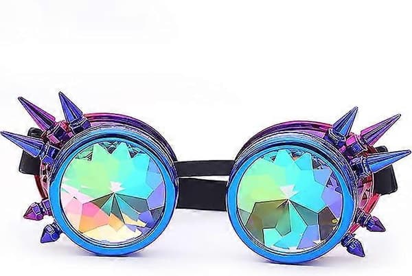 Kalejdoskop Steampunk Rave Briller med Regnbue Krystal Glaslinse