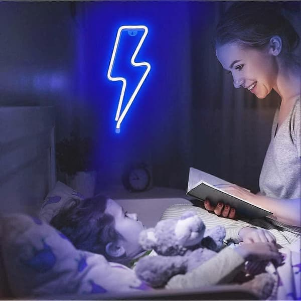 Neonljusskyltar i blixtform, Neon för sovrum, LED-skylt Neon Vägg Acsergery-gåva