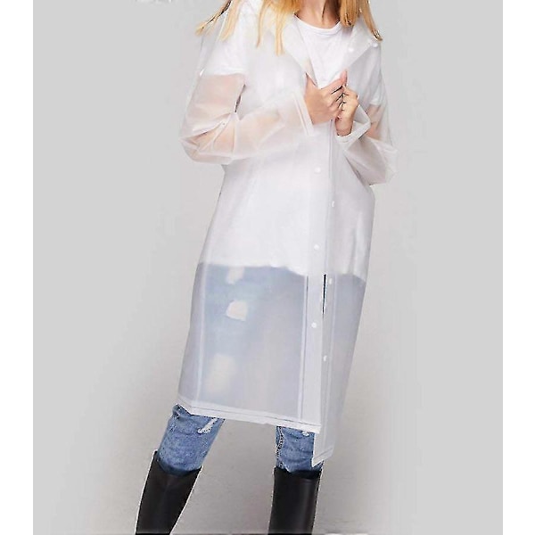 Klar Eva regnrock Kvinnor Vattentät Regn Ponchos Lång Regnkläder, L