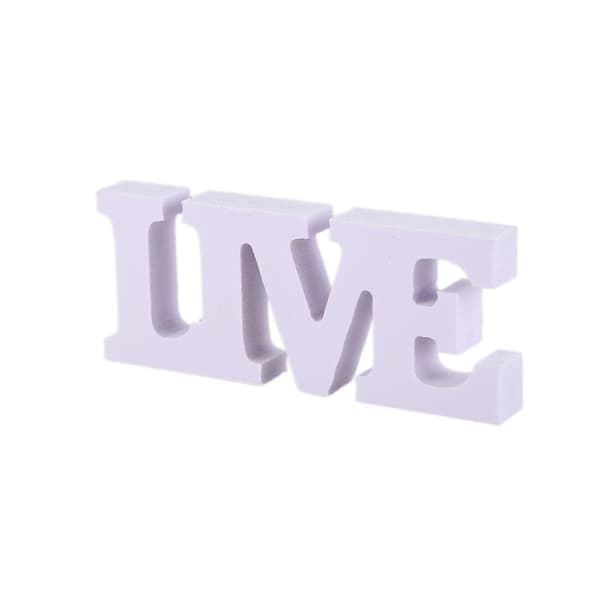 3 st LIVE LOVE LAUGH Träbokstäver för Bröllopsdekoration (Vit)