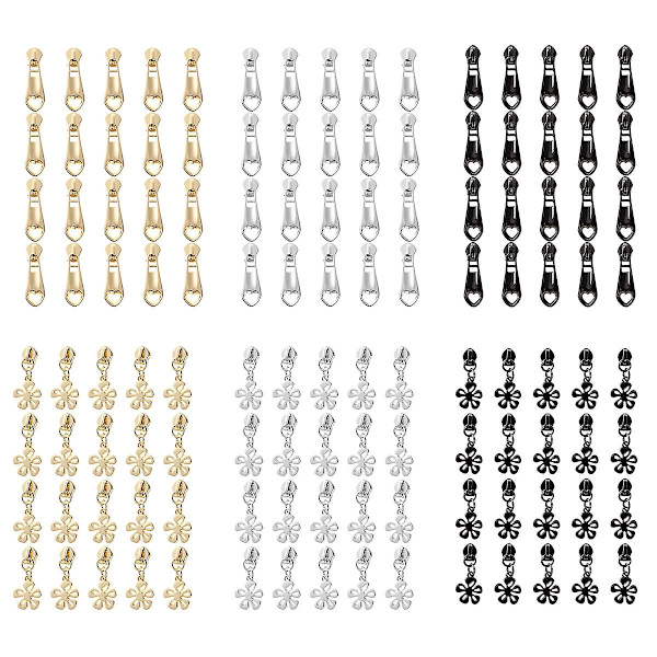 20 st 5 Dragkedjor Eleganta Blom/Hjärtaformade Metalliska Dragkedjehuvuden Nylon Spiral Dragkedjehuvuden DIY Väskor Handväskor Kläder Tillverkning Hantverk