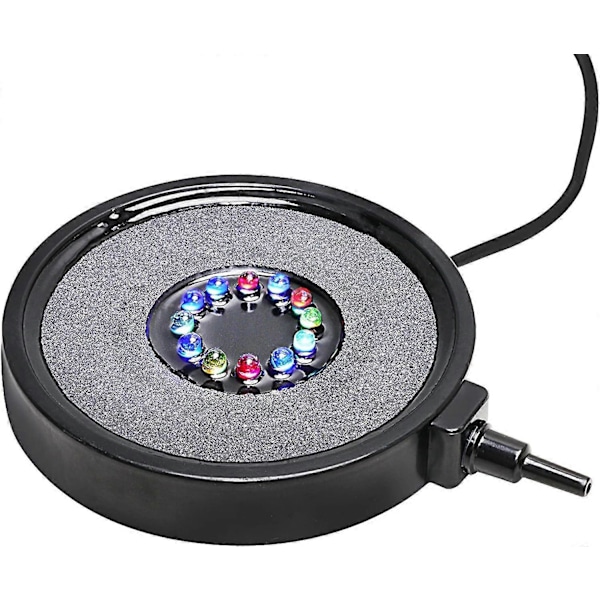 Akvariefisketank Luftgardin Boblesten Disk med 12 Flerfarvede LED'er