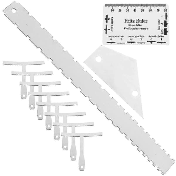 12st Gitarr Luthier Verktyg Gitarr Radiusmätare Stränghöjdsmätare Raka Kanter Linjal Bandstallsvippa Set-Bra