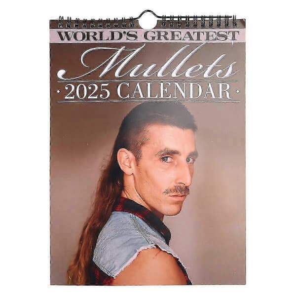 2025 Veggmontering Månedskalender Verdens Beste Mullets Hengekalender Nyttårs Planlegger Kompatibel med Strømper
