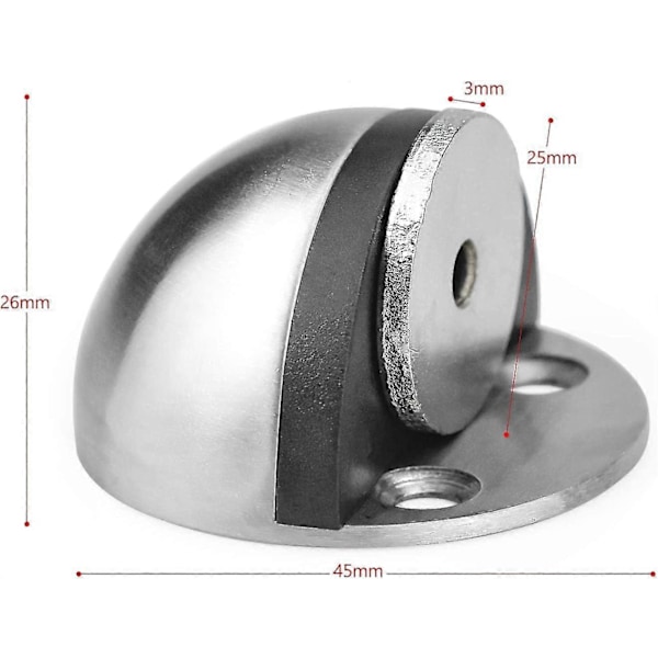 Ruostumattomasta teräksestä valmistettu magneettinen ovenpysäytin, liimattava ovenpysäytin asennusruuveilla ja liimoilla oven ja seinän suojaamiseksi