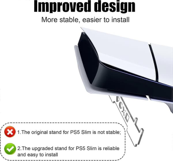 Horisontalt Stativ for PS5 Slim Konsoll, Transparent Akryl Støttestativ for PS5