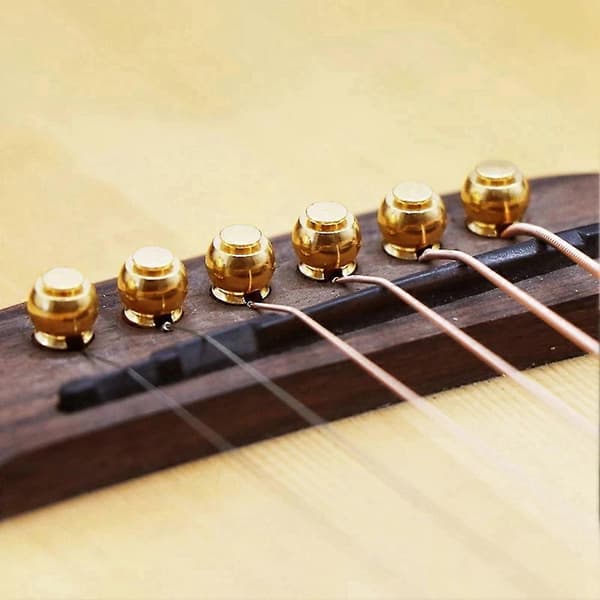 Akustisk Gitarstreng Endenøtt Bro Sadel Abalone Pins Utskiftninger Sett (Messing Pins & Bein Sadel