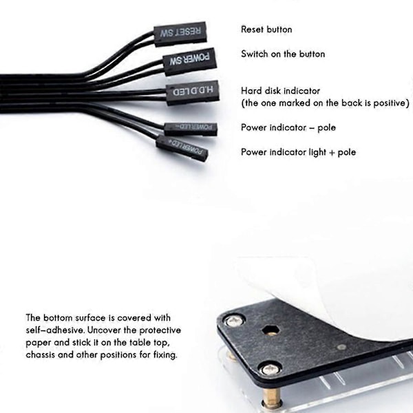 Desktop Computer Switch Ekstern Switch-knap + Genstart-knap PC-kabinet Forsyningsknap, 60cm