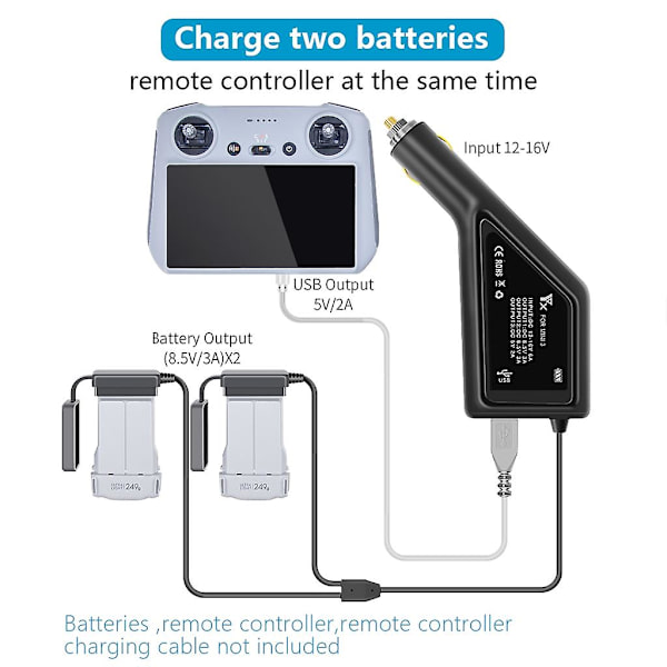 Batterilader til Mini 3 Pro/mini 3 Drone Billader DC 12-16v 6a Indgang