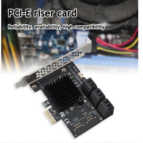 PCI-E til 6-Port SATA3.0 Udvidelseskort 6Gbps Desktop Adapter til Solid State & Mekaniske Harddiske