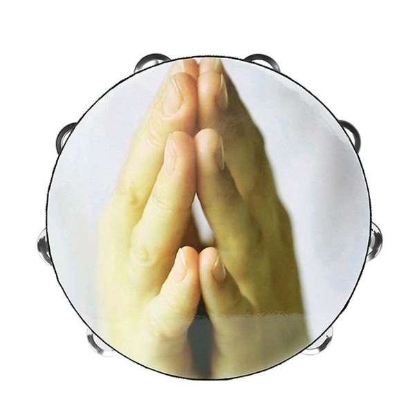 10 tuuman kaksirivinen jingle tamburiini käsikello, tapurumpu, lyömäsoitin - rukoileva käsi