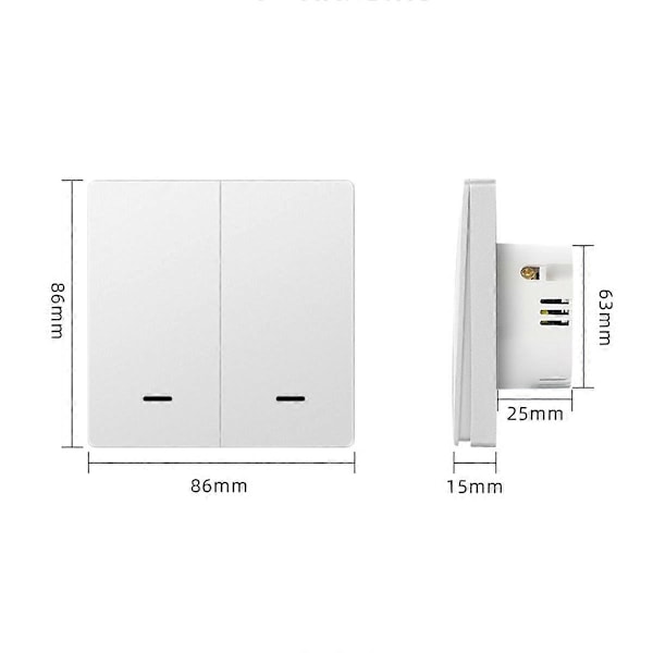 Tuya Zigbee Smart Switch Röststyrd Intelligent Strömbrytare Noll Eldledning 2-vägs Vit