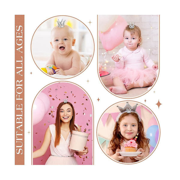 12 st Krona Tårta Topper Mini Baby Crown Queen Crown Liten Prinsessa Huvudbonad Tårta Dekoration För Ba