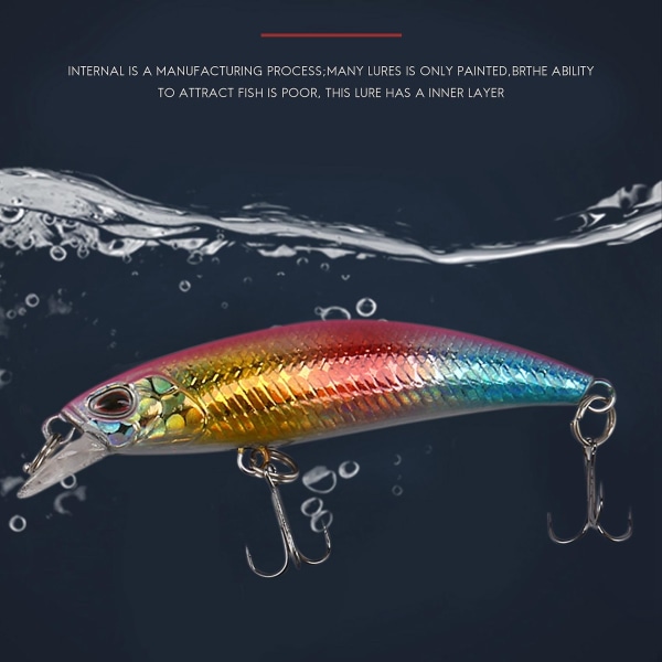 10 stk. Lase Lure Intern Farve Minnow Flydende Fiske Lures Crankbait 6cm