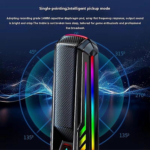NY HK4 RGB Spillmikrofon Profesjonell Live Streaming Kondensator Desktop USB Støydemping Po
