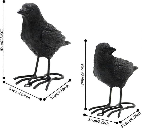 Havekrage Statue | Udendørs Ravnefigur | Dekorativ Ravneskulptur | 2