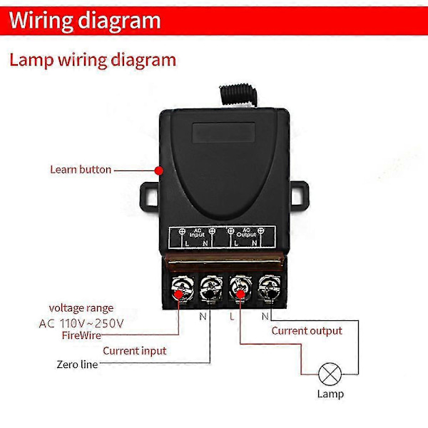 AC 220V 30A 1-kanavainen 433MHz langaton kaukosäädin kytkin RF-rele vastaanotin + päälle/pois-lähetin sähkölaitteille ja lampuille