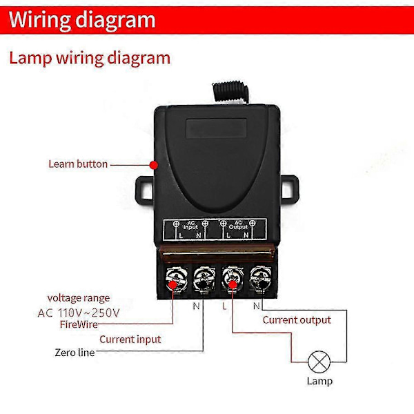 AC 220V 30A 1CH 433MHz Trådløs Fjernbetjeningsswitch RF Relæmodtager + Til/Fra Sender til Elektrisk Apparat Lampe