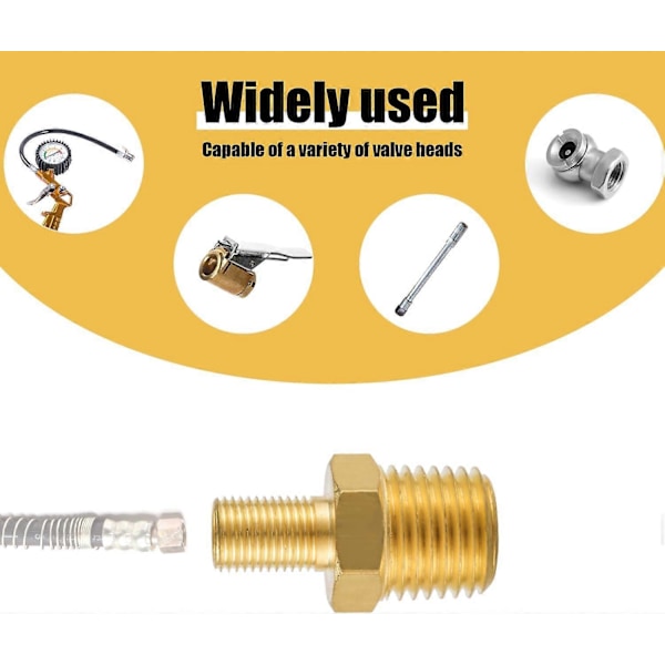 Luftfylleradapter, Messing Luftslangeadapter 1/4\" NPT (M) til Standardventil (M)