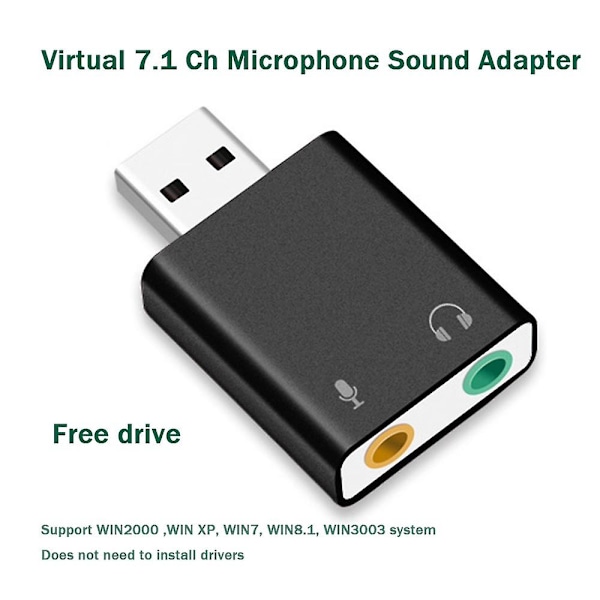 Lydkort USB Audio Interface Hodetelefonadapter Lydkort For Mikrofon Høyttaler Laptop Datamaskin Eksternt Lydkort