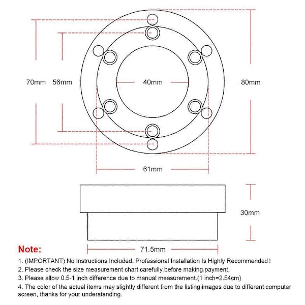 För Logitech G29 G920 G923 13/14 tum Ratt Adapterplatta 70mm PCD Racing Bil Spel Modifiering