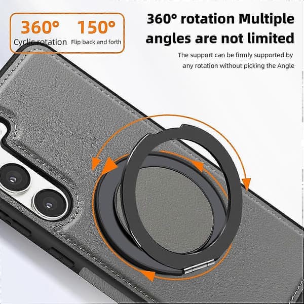 For Samsung Galaxy S23 Magnetisk Deksel Roterende Ringstativ PU-skinn+PC+TPU Bakdeksel -
