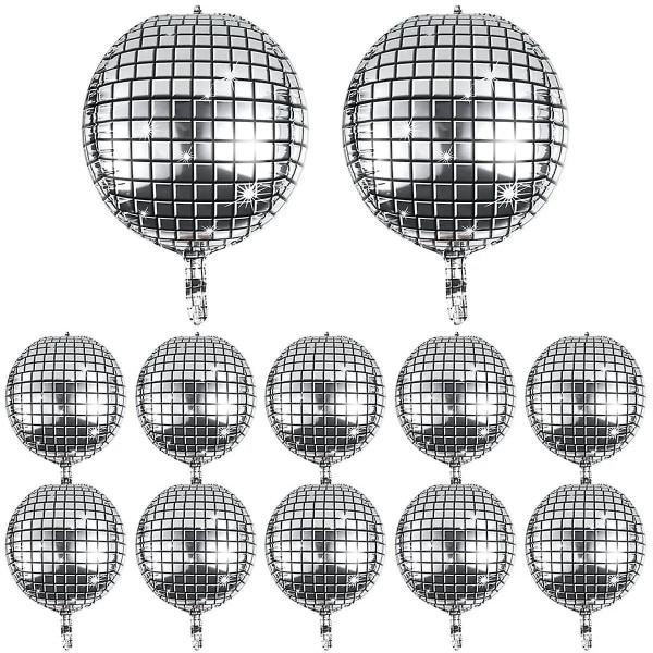 20 st Disco Folieballonger Silver Aluminium Mylar Helium Ballong 4d Metallisk Spegelballong För Weddi