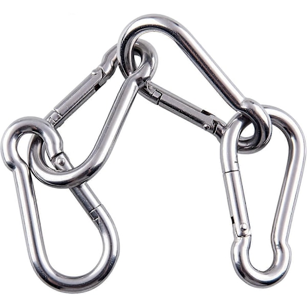 Rustfrit Stål Fjeder Snap Hæk Carabiner - 304 Rustfrit Stål Klips, Sæt af 6
