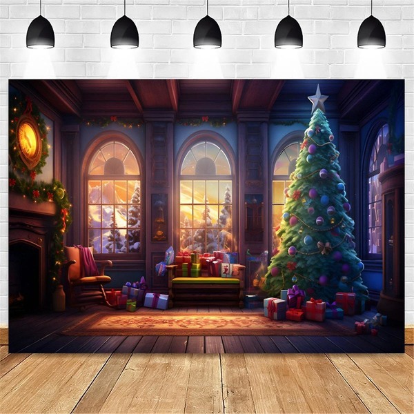 210x150cm Bakgrunnsduk Vinter Juletre Barnas multifunksjonell fotografibakgrunn