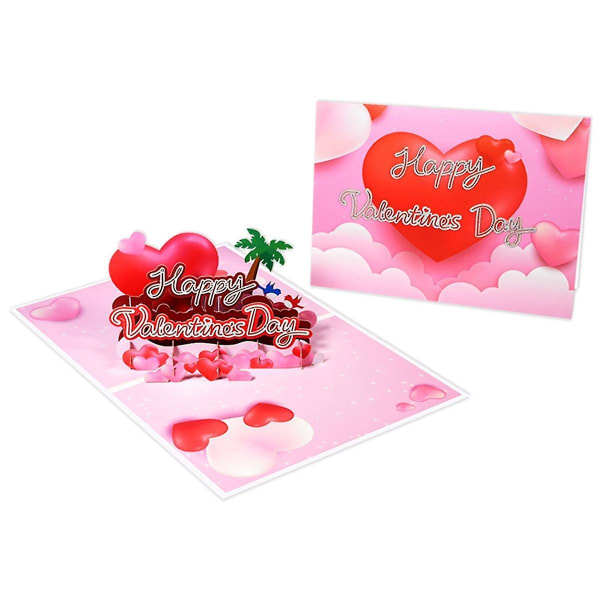 Valentinsdag pop op kort, 3D lykønskningskort til Valentinsdag, bryllup, jubilæum, forlovelse,