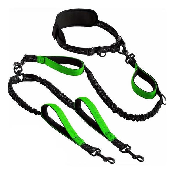 Reflekterende dobbelt hundesnor til 2 hunde polstrede håndtag dobbelt hundesnor, D