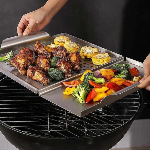 Grillrist - 2 i 1 Grillbrett med Serveringsplate i Rustfritt Stål