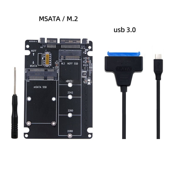 For M.2 Ngff eller Msata til Sata Adapter 2-i-1 Ngff eller Msata Converter Reader Card