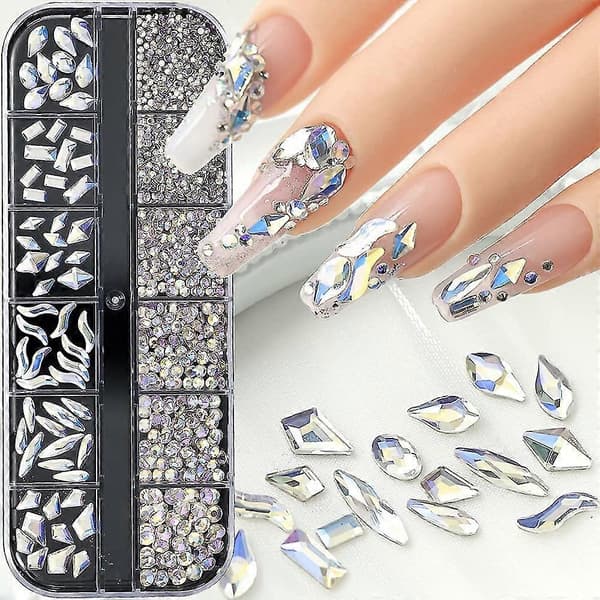 Kristaller Nagelkonst Strassstenar Pärlor Flatback Strass Multi Former Glas Kristall