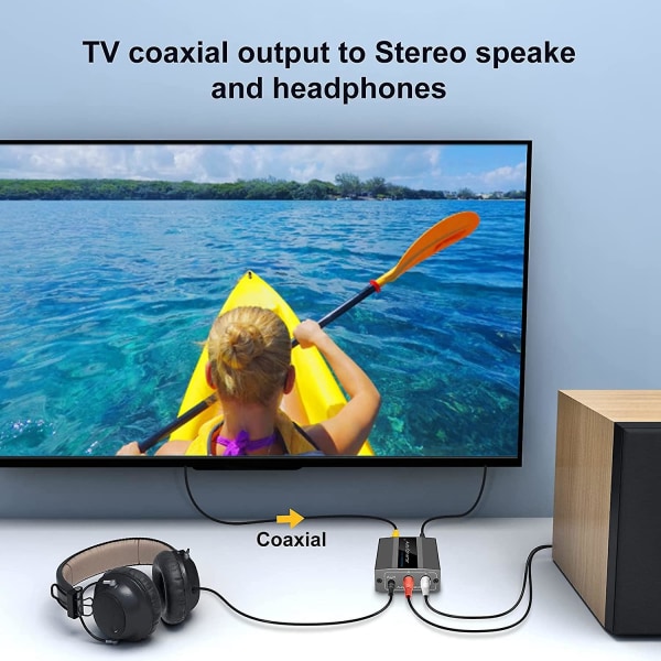 Optisk till RCA-omvandlare Ljudomvandlare Digital till Analog Ljud Koaxial till RCA-adapter 3,5 mm Aux W