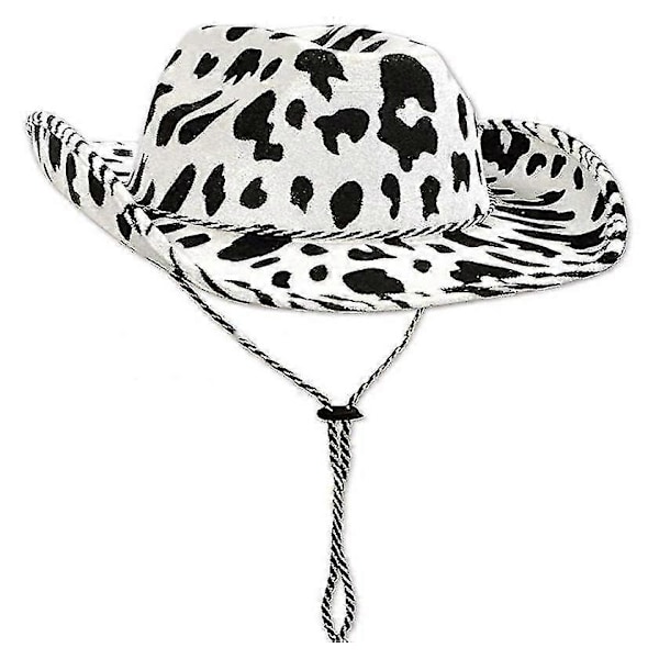 Cowboy Hat Sjovt Ko-print Hat Unisex Sort og Hvid Cowboy Hat