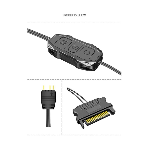 ARGB Mini Controller med Forlænget Kabel Bred Kompatibilitet 5V 3-pin til SATA Strømforsyning RGB Synkronisering