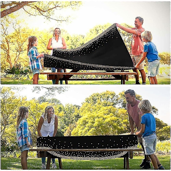 2 Pakke Svart Prikk Duker Borddeksler Festduker Prikk Konfetti Bord